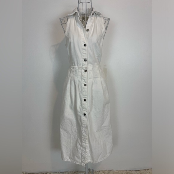 DL1961 Daphne Denim Midi Dress size XS button front sleeveless white pockets - Picture 1 of 10